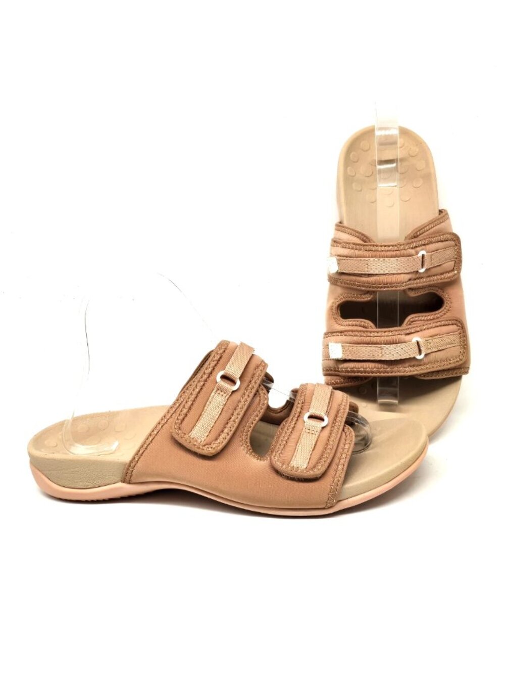 Vionic Sarah Two Tone Tan Comfort Slide Sandals Women's Size 8.5